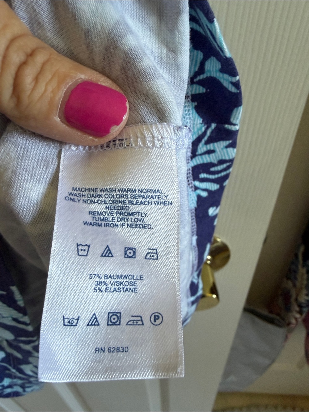 Lands End Navy and Light Blue okay pattern Wrap Midi Dress - Picture 4 of 4